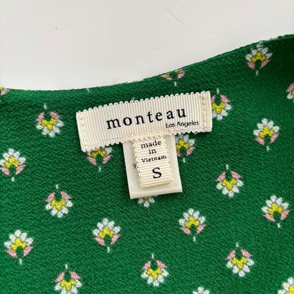 Monteau of Los Angeles green faux-wrap short dress (size S) - Picture 4 of 4